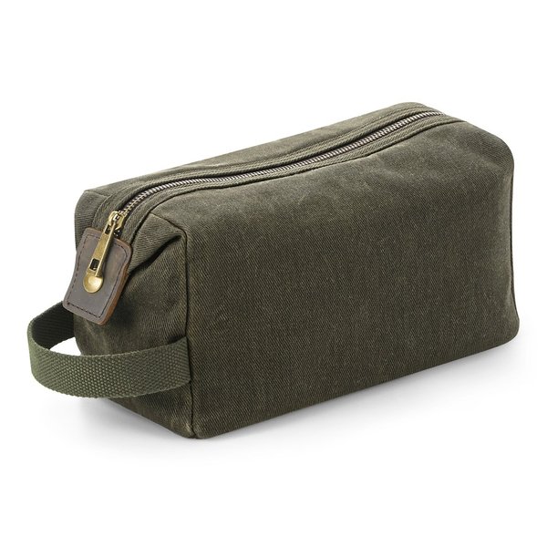 Quadra Heritage Wachstuch Kulturtasche mit Lederakzenten