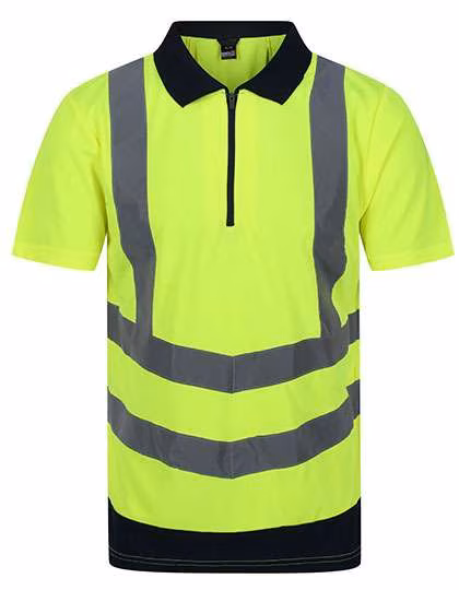 Regatta High Visibility Hi-Vis Polo with Zip and Ribbed Collar