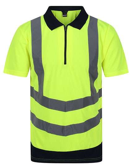 Regatta High Visibility Sichtbares Polo mit Reißverschluss und Rippkragen