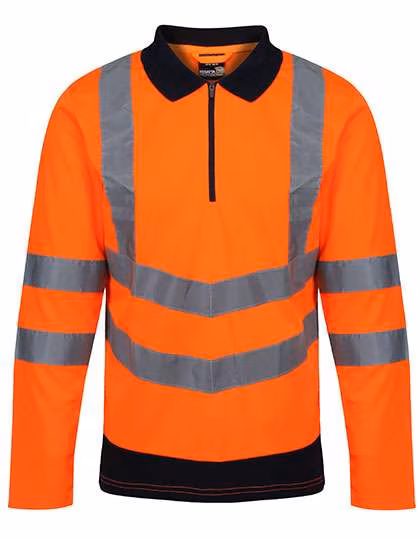 Regatta High Visibility Long Sleeve Hi-Vis Polo Shirt with Zip