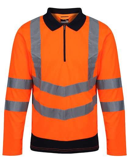 Regatta High Visibility Langarm-Hi-Vis Poloshirt mit Reißverschluss
