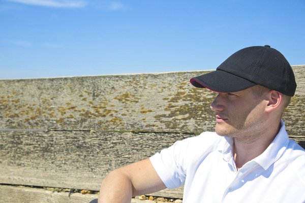 Result Headwear Heavy Brushed Baumwollkappe mit Sandwich-Schirm