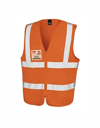 Result Safe-Guard Zip I.D. Safety Tabard Fluorescent Orange S/M (RT202)