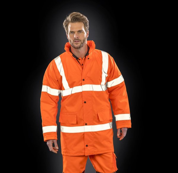 Result Safe-Guard High-Visibility Motorway Coat mit Kapuze