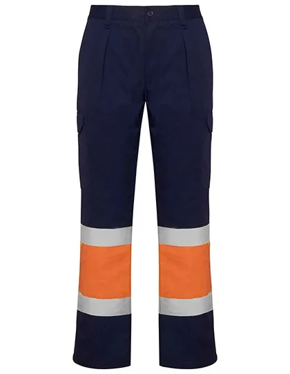 Roly Workwear Multipocket Trousers Hi-Viz with Reflective Band