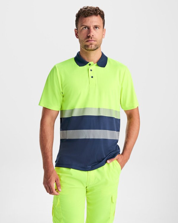 Roly Workwear Atmungsaktives Polo Shirt Vega mit Warnstreifen