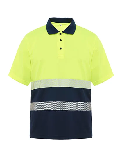 Roly Workwear Breathable Polo Shirt Vega with Hi-Vis Stripes