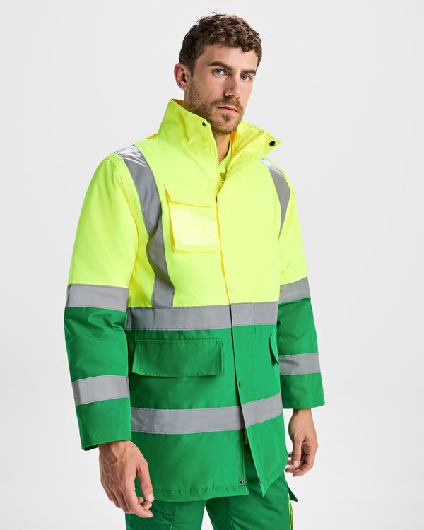 Sichtbare Arbeitsjacke Merak mit Kapuze