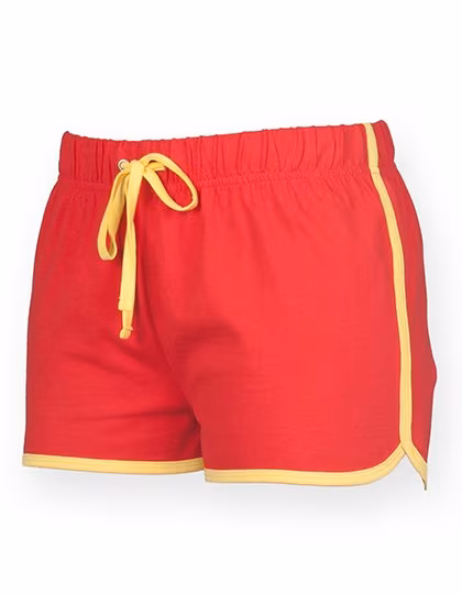 SF Women Retro-Shorts aus Baumwolle mit Bündchen für Damen, Red/Yellow XL, SF69