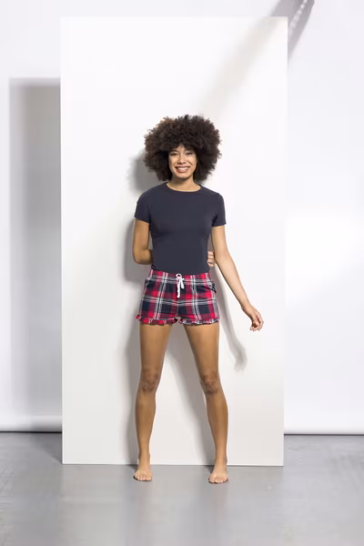 SF Women Damen-Shorts mit Schottenmuster und Volants