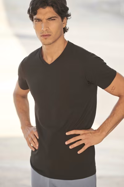 SF Men Stretch V-Neck T-Shirt aus Baumwolle