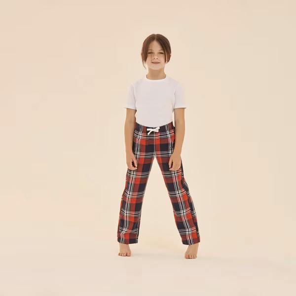 SF Minni Kids' Tartan Lounge Trousers with All-Round Elastic Waistband