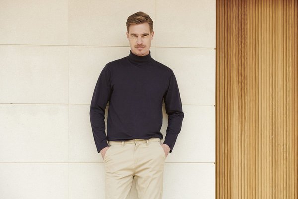 Henbury Rollkragen Langarmshirt Baumwolle Elasthan