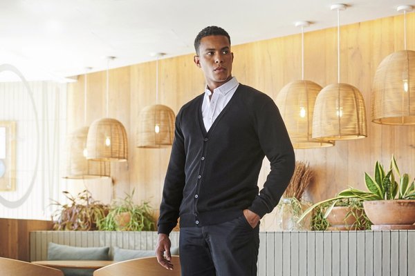 Henbury Feinstrick-Cardigan mit V-Ausschnitt
