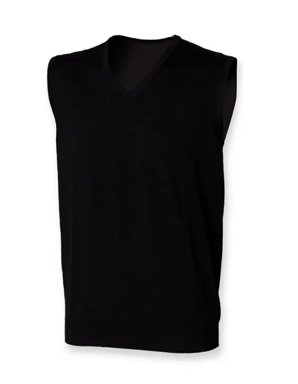 Henbury Ärmelloser V-Ausschnitt Feinstrickpullover