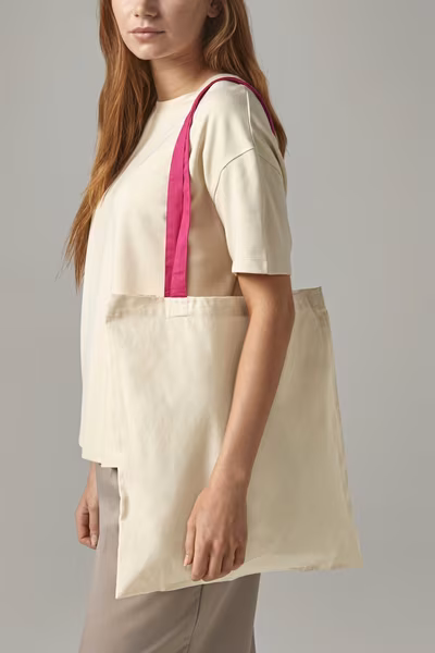 Westford Mill Baumwolltasche mit Kontrast-Henkeln