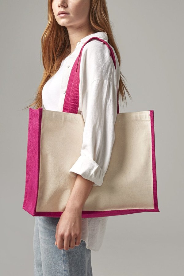 Westford Mill Baumwoll-Jute Shopper mit Druckfläche