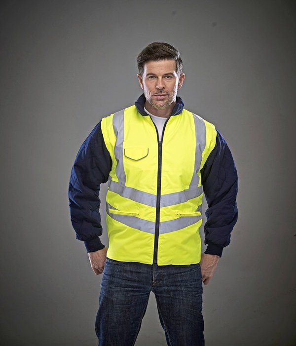 YOKO Hi-Vis Chevron Warnschutzjacke mit abnehmbaren Ärmeln
