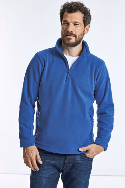 Russel Fleecepullover mit Kadettkragen und Reißverschluss