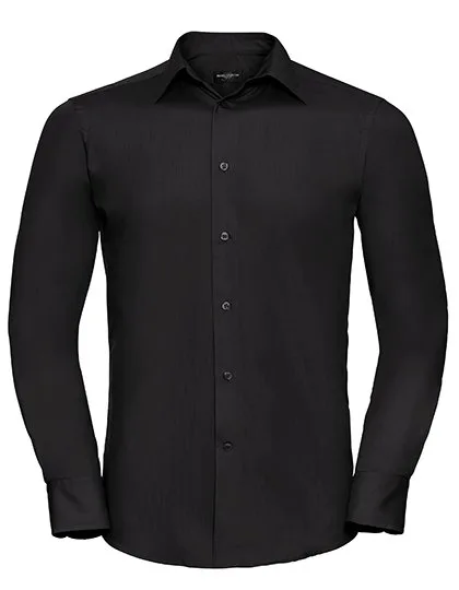 Russell Collection Fitted Poplin Shirt with Collar
