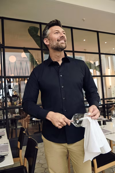 Russell Collection Body-Hugging Stretch Shirt with Collar