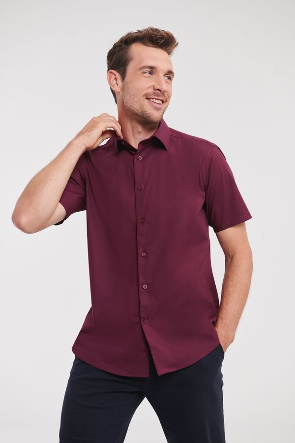 Russell Collection Körperbetontes Kurzarmhemd mit Stretch