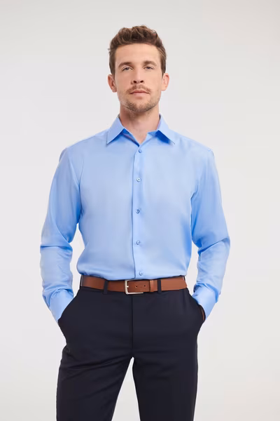 Russell Collection Non-Iron Cotton Shirt with Collar Reinforcement