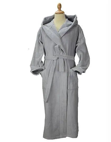 ARTG Deluxe Velour Bathrobe with Hood, Light Grey XS, AR029