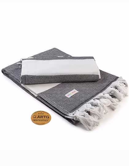 ARTG Hamamzz® Marmaris DeLuxe serviette 100x180 cm, Black/White 100 x 180 cm, AR056