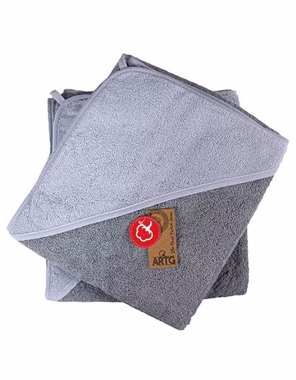ARTG Babiezz® Baby Kapuzenhandtuch 100x100 cm, Anthracite Grey/Light Grey 100 x 100 cm, AR31B