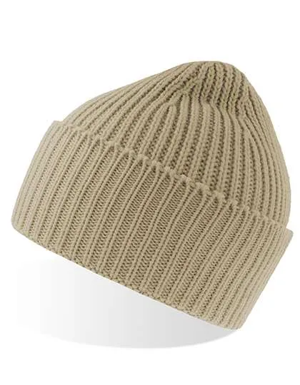 Atlantis Coarse-Knit Oak Beanie with Cuff, Beige One Size, AT100