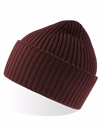 Atlantis Grob gestrickte Oak Beanie mit Bündchen, Burgundy Melange One Size, AT100