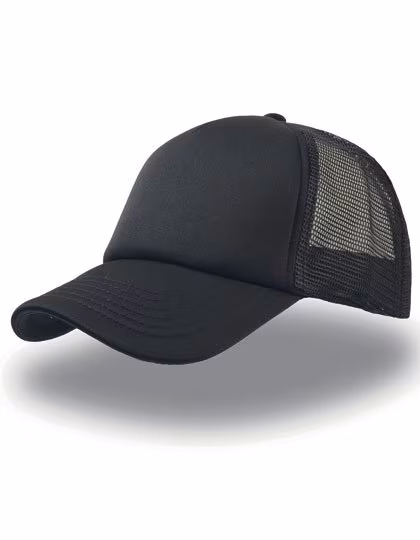 Atlantis Strukturierte Rapper Cap mit PVC-Verschluss, Black/Black One Size, AT505