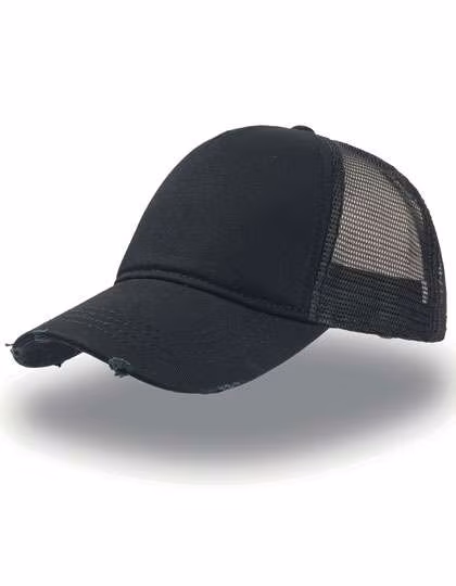 Atlantis Rapper Destroyed Cap con dettagli in mesh, Black/Black One Size, AT510