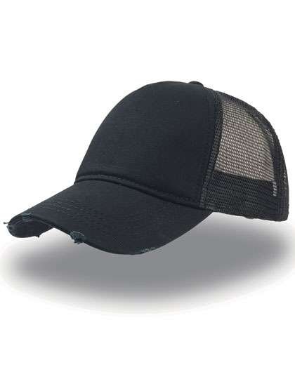 Atlantis Rapper Destroyed Cap mit Mesh-Details, Black/Black One Size, AT510