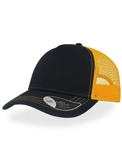 Atlantis Rapper Canvas Cap mit Mesh-Detail, Navy/Yellow One Size, AT527