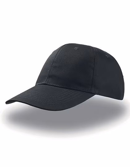 Atlantis Cappellino a sei pannelli in Cotone con chiusura a strappo, Black One Size, AT613