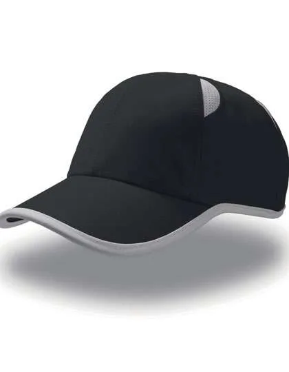 Atlantis Sportmütze mit Belüftung und Klettverschluss, Black/Grey One Size, AT630
