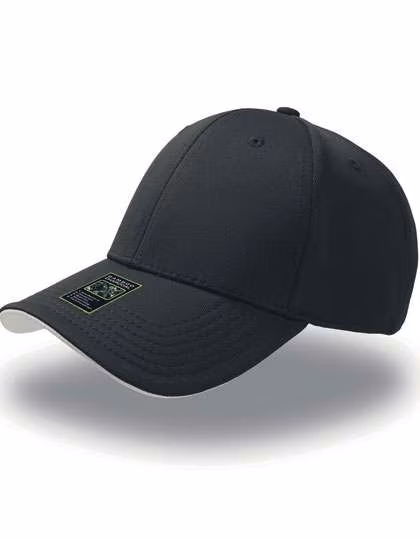 Atlantis Sporty 6-Panel Cap with Velcro Closure, Black/Grey One Size, AT633
