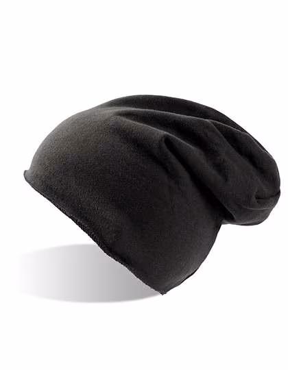 Atlantis Oversized Beanie with Rolled Hem, Black One Size, AT700