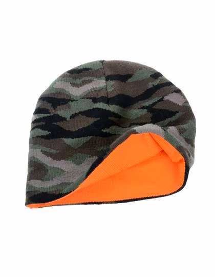 Atlantis Wendbarer Camouflage Beanie in Orange, Camouflage/Orange One Size, AT701