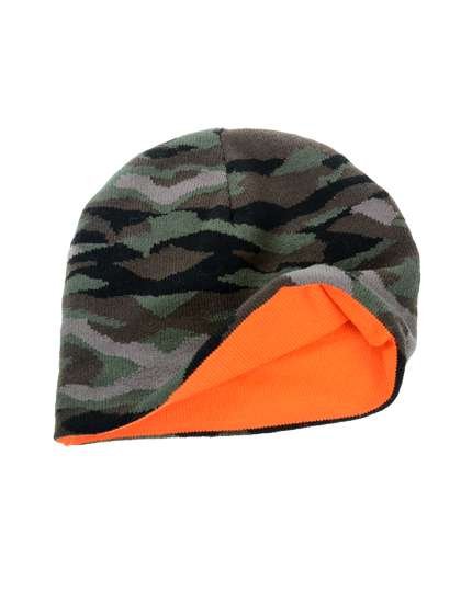 Atlantis Wendbarer Camouflage Beanie in Orange, Camouflage/Orange One Size, AT701