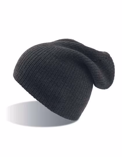 Atlantis Oversized Brad Beanie in Melange Look, Black Melange One Size, AT727