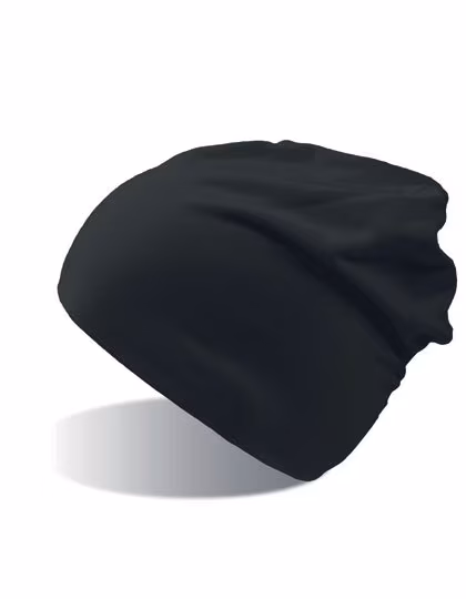 Atlantis Doppellagiges Baumwoll-Elasthan Beanie, Black One Size, AT736