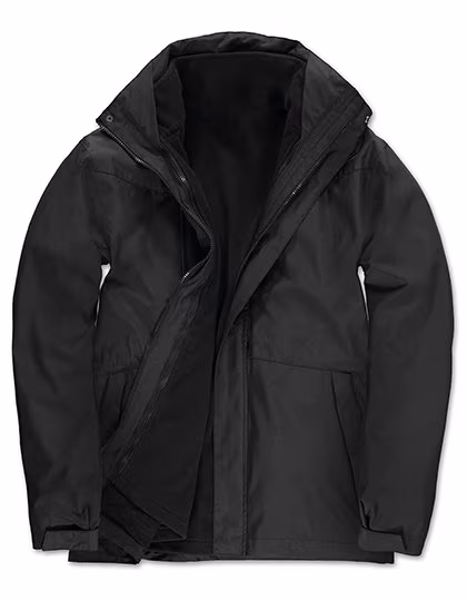 B&C COLLECTION 3-in-1 Hooded Parka with Fleece Inner Jacket, Dark Grey (Solid) XS, BCJU873