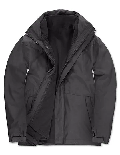 B&C COLLECTION 3-in-1 Hooded Parka with Fleece Inner Jacket, Dark Grey (Solid) XS, BCJU873