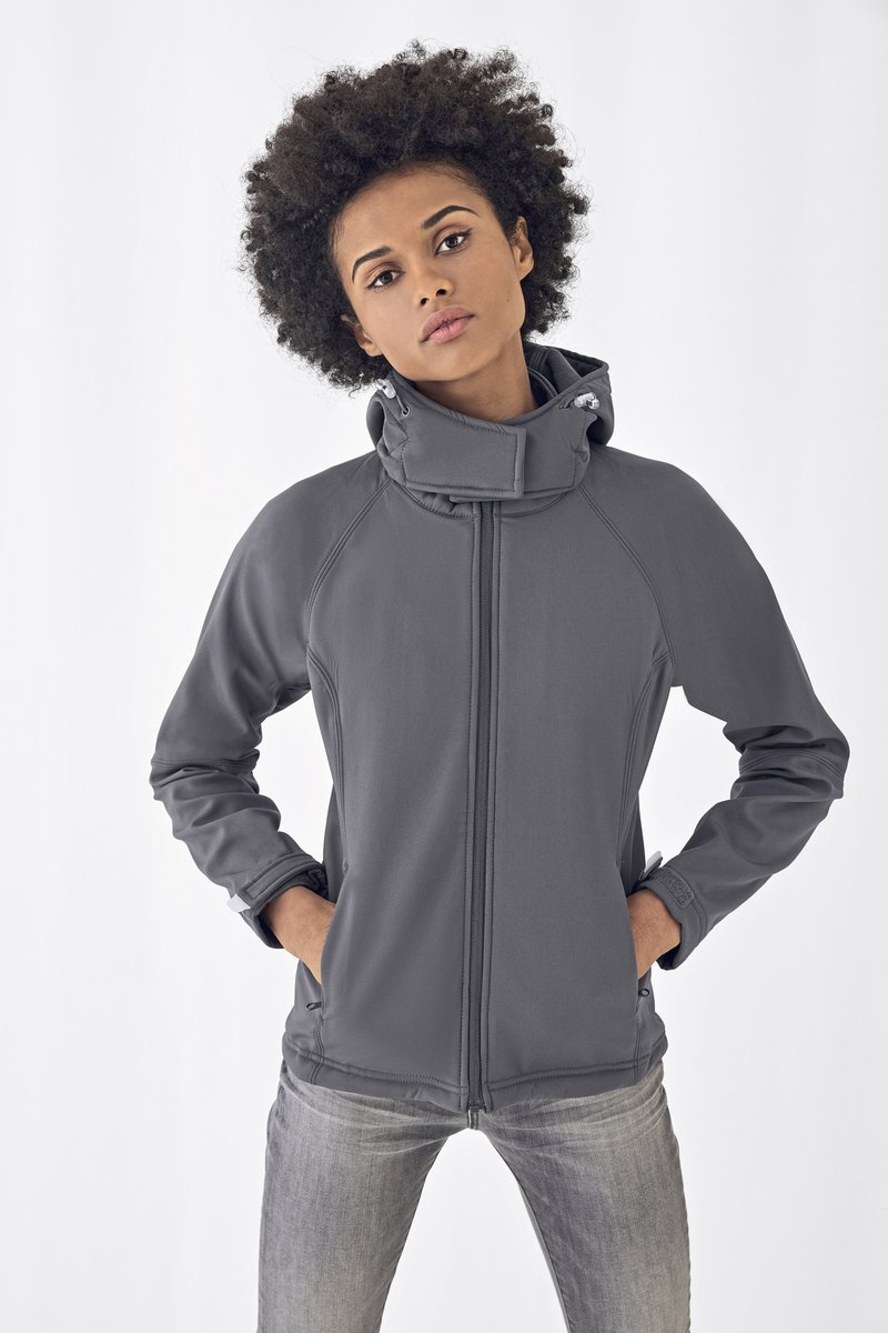 B&C COLLECTION Softshell-Hoodie mit Balaclava-Kapuze für Damen, Azure XS, BCJW937