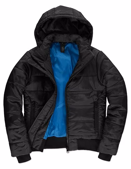 B&C COLLECTION Damenjacke Superhood mit abnehmbarer Kapuze, Black/Cobalt Blue L, BCJW941