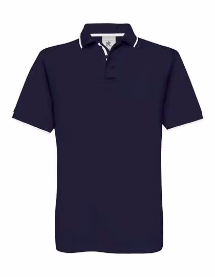 B&C Polo Safran Sport mit Kontrast-Streifen, Navy/White L, BCPU413