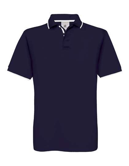 B&C Polo Safran Sport mit Kontrast-Streifen, Navy/White L, BCPU413